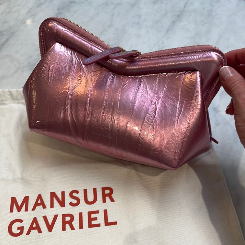 Mansur Gavriel Metallic Pink Mini M Frame Leather Shoulder Bag
